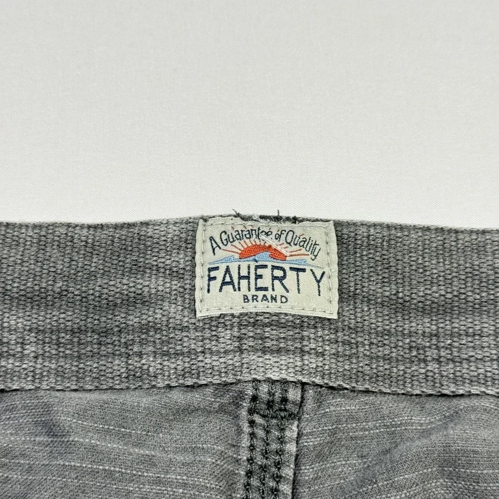 Faherty Brand Cargo Shorts Mens 40 Gray Linen Cotton Utility Pockets Drawstring‎